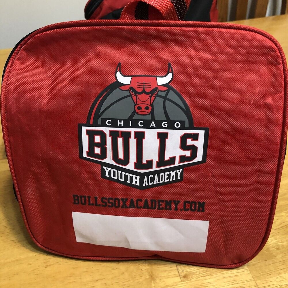 Chicago Bulls Youth Academy Duffle Bag Tote23"x10"x9" Gym Travel Bag Black Red C - Picture 6 of 12